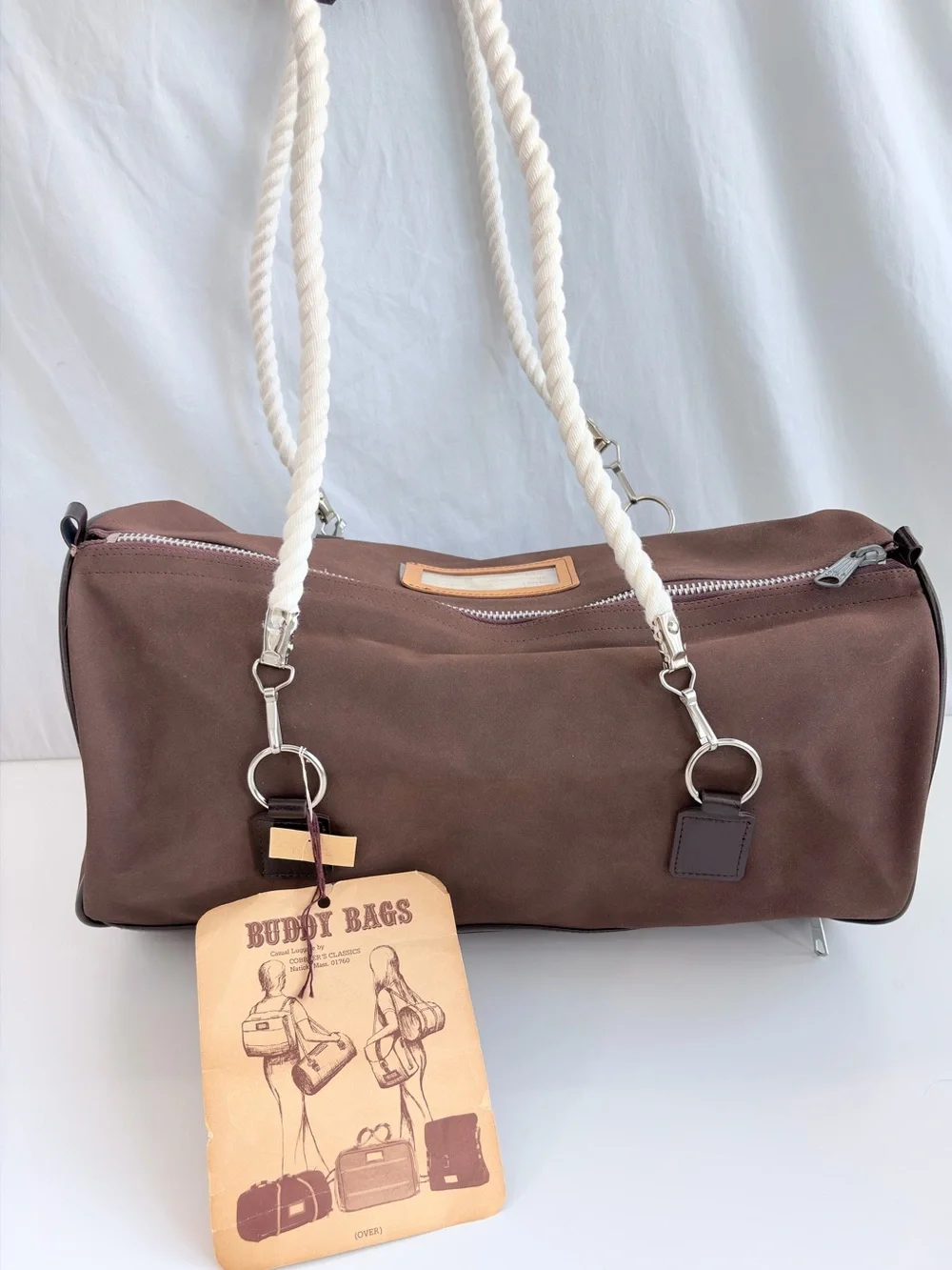 1970s “Buddy Bag” Convertible Brown Canvas Duffel Backpack Weekender Tote NOS